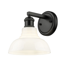 Golden 0305-BA1 BLK-VMG - Yep by Golden Lighting Carver 1-light Vanity in Matte Black and Vintage Milk Glass